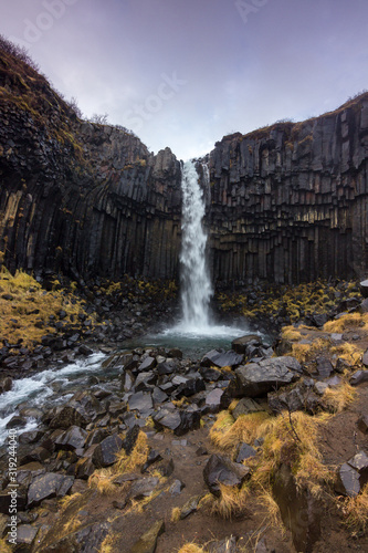 Svartifoss Waterfall in Skaftafell national park  Iceland 