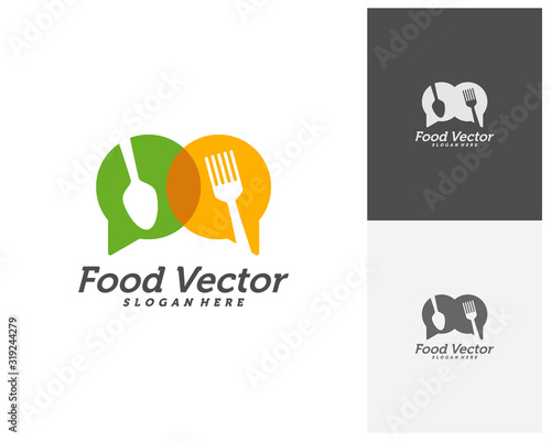 Food talk logo design vector. Restaurant, food court, cafe logo template. Icon symbol. Illustration