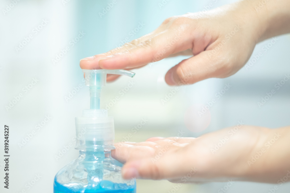 soft focus of clean hand alcohol gel sanitizer pump in home for hygiene protect weak ill chemotherapy, aids, kids patient from flu, germ, virus infection and bacteria . soft focus of clean hand alcohol gel sanitizer pump in home for hygiene protect weak ill chemotherapy, aids, kids patient from flu, germ, virus infection and bacteria .