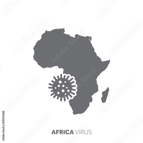 Africa map with a virus microbe. Illness and disease outbreak