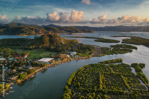 Aerial view Sunset Beach kuta mandalika