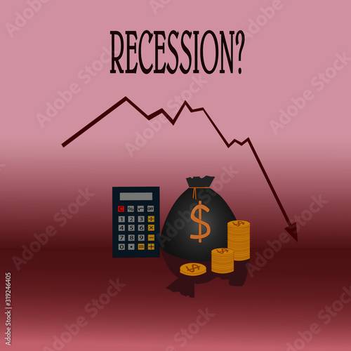 vector image of decreasing arrow suitable for describing concept of recession in economy