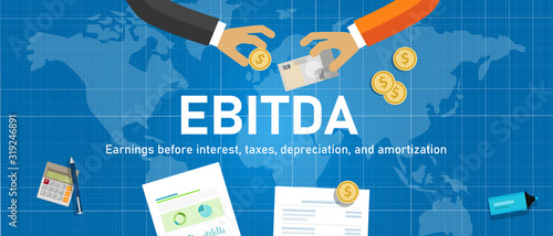 EBITDA Earnings before interest, tax, depreciation and amortization. hand with money world trading transaction