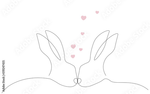 Valentines day background with bunny love heart vector illustration