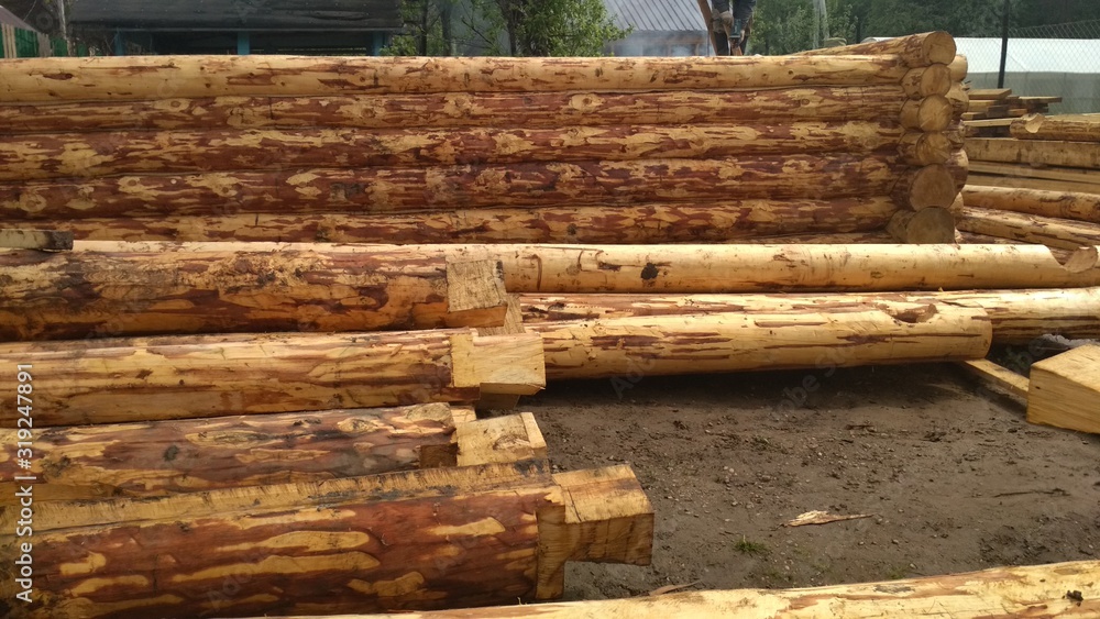 The process of building a wooden house The process of building a wooden house