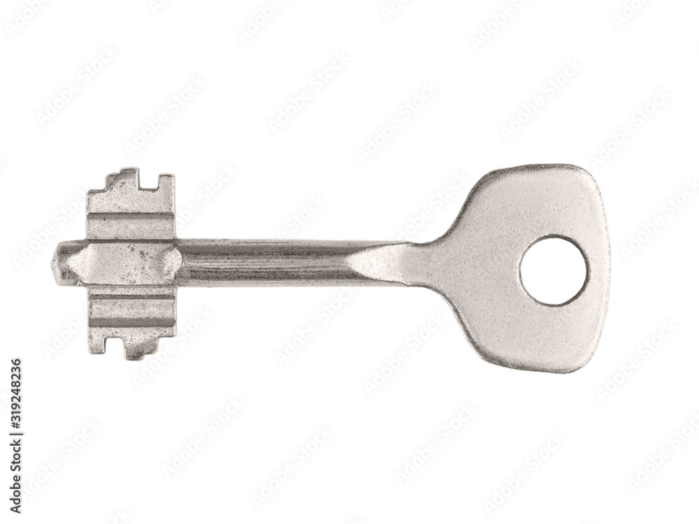 Modern silver color key isolated on white Modern silver color key isolated on white