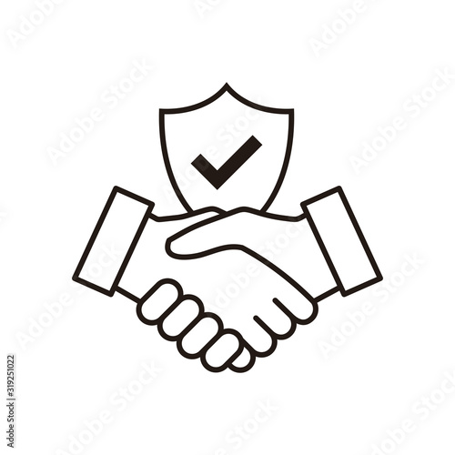 Trust icon vector. Handshake icon. Partnership and agreement symbol. Trust for protection
