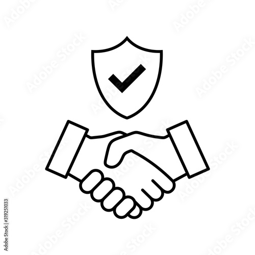 Trust icon vector. Handshake icon. Partnership and agreement symbol. Trust for protection