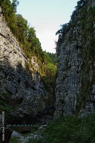Blue cliffs of the Abkhazian mountain gorges.
