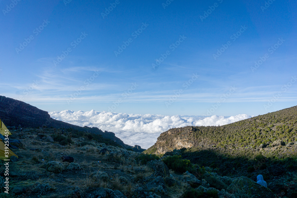 Fototapeta premium summit of Mount Kilimanjaro (highest mountain of Africa at 5895m amsl) in Tanzania