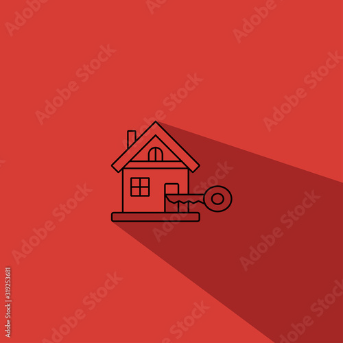 house with key flat vector icon - ui icon vector
