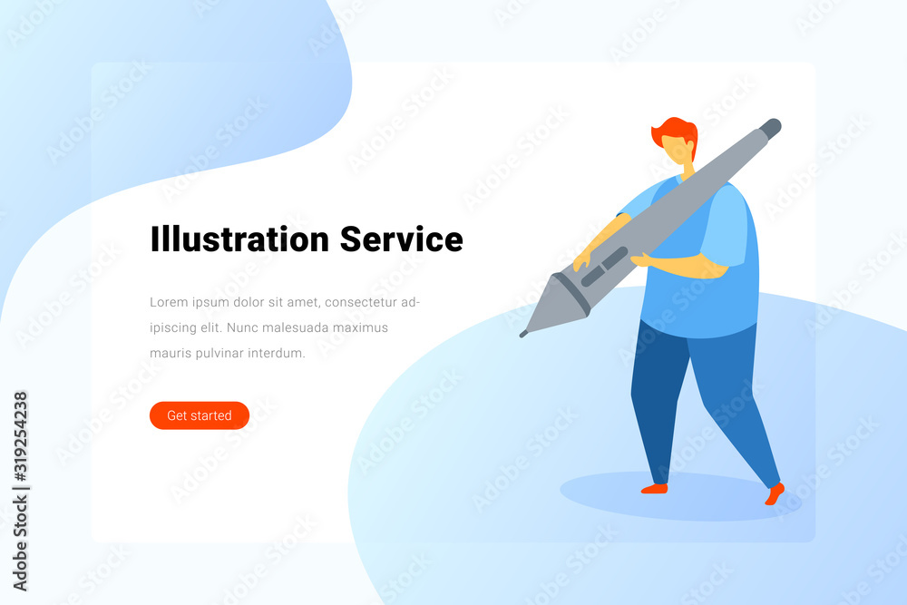 Ui UX Designer Holding Stylus Flat vector illustration. Landing Page design template. Ui UX Designer Holding Stylus Flat vector illustration. Landing Page design template.