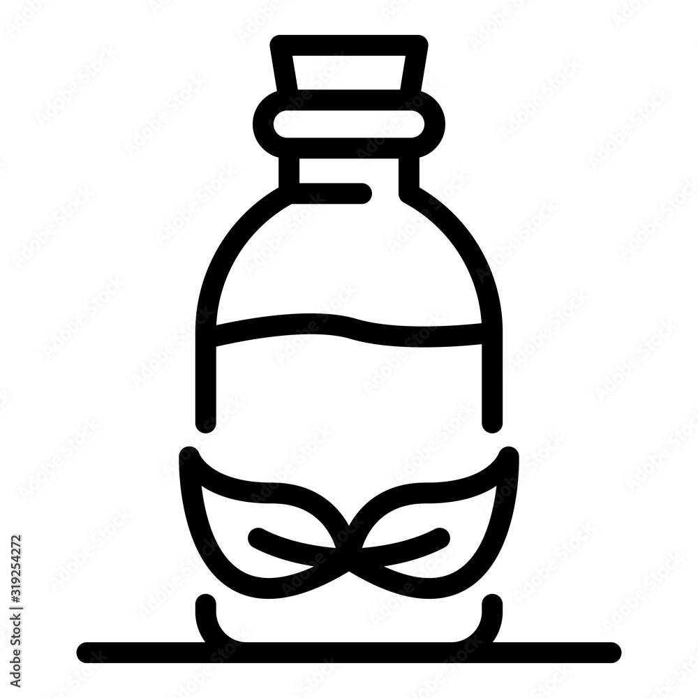 Bottle with leaves icon. Outline bottle with leaves vector icon for web design isolated on white background Bottle with leaves icon. Outline bottle with leaves vector icon for web design isolated on white background