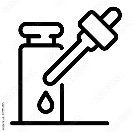 Bottle with pipette icon. Outline bottle with pipette vector icon for web design isolated on white background