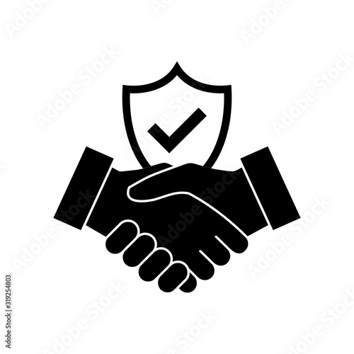 Trust icon vector. Handshake icon. Partnership and agreement symbol. Trust for protection
