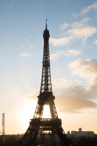 Silhouette of Eiffel Tower at Dawn, Paris © kevers