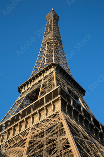 Closeup of Base and Mid Section of Eiffel Tower; Paris