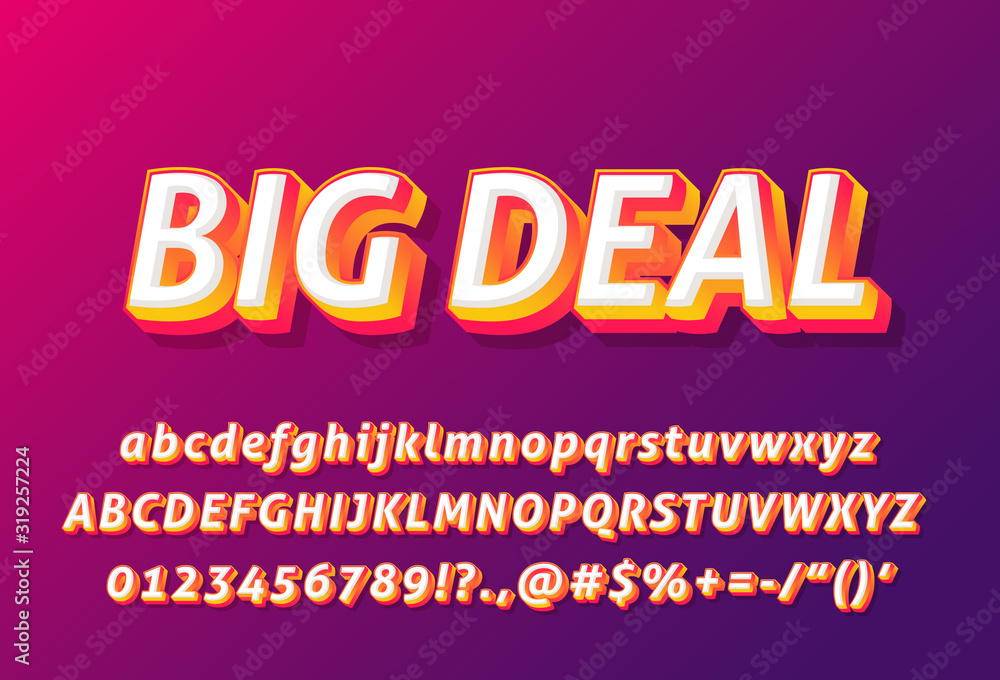 3d alphabet with big deal word template for banner title