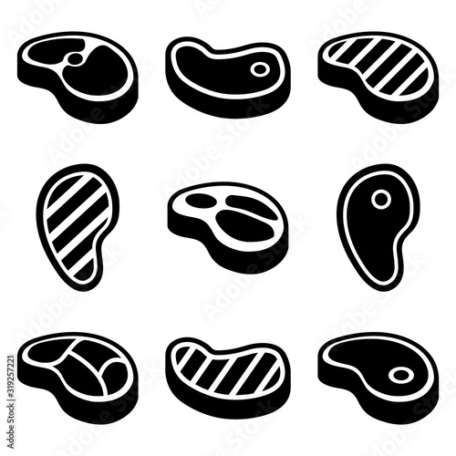 Steak set icon, logo isolated on white background. Meat icon