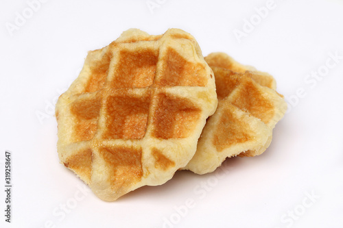 Freshly baked Delicious Waffles isolated on white background