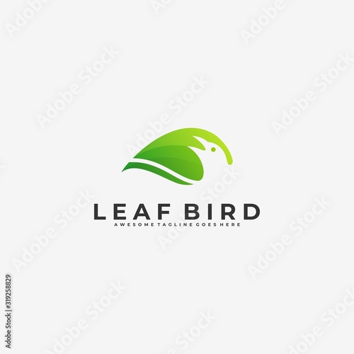 Vector Logo Illustration Leaf Bird Gradient Colorful