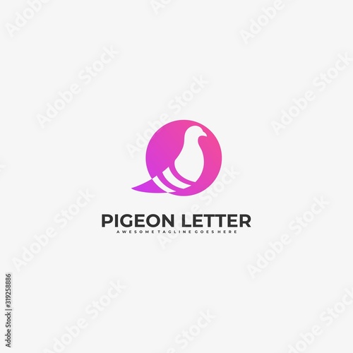 Vector Logo Illustration Pigeon Letter S with Circle Gradient Colorful