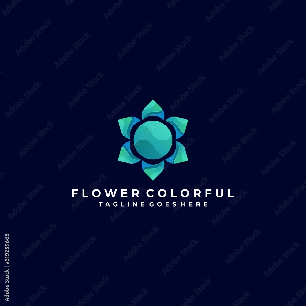 Fototapeta premium Vector Logo Illustration Flower Infinity Line Shape Colorful Style