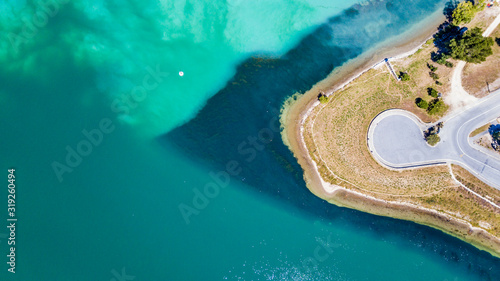 Above the three mixing rivers and land