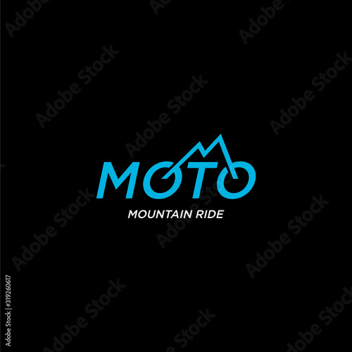 Creative and unique logo design of motocross and bike mountain with dark background - EPS10 - Vector.