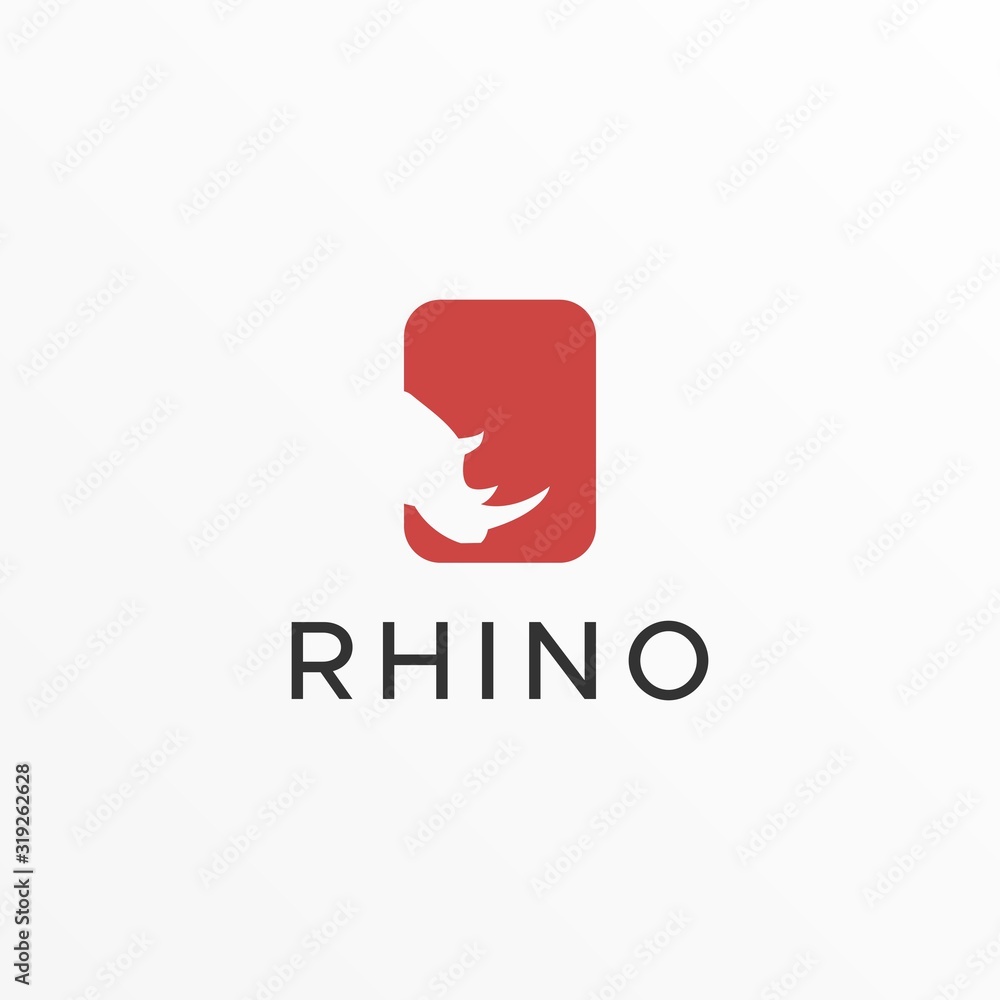 Vector Logo Illustration Rhino With Square Negative Space Style Vector Logo Illustration Rhino With Square Negative Space Style