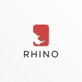 Vector Logo Illustration Rhino With Square Negative Space Style