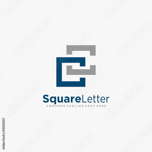 Vector Logo Illustration Abstract Square Letter C Line Art Style © Artnivora