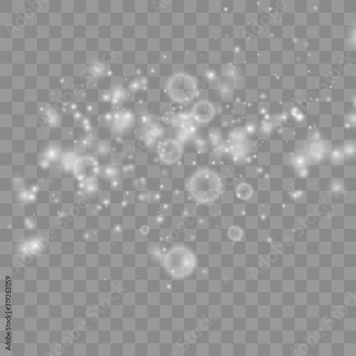 he dust sparks and golden stars shine with special light. Vector sparkles on a transparent background. Christmas light effect. Sparkling magical dust particles.