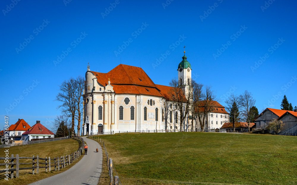 Landscape of St. Coloman Church, near Fussen, Bavaria, Germany