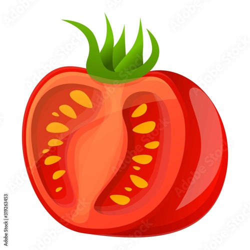 Cutted tomato icon. Cartoon of cutted tomato vector icon for web design isolated on white background