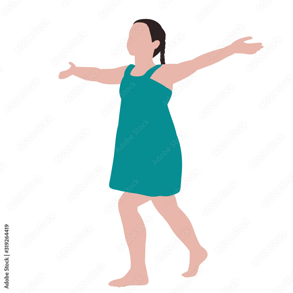 white background, one girl in a flat style white background, one girl in a flat style