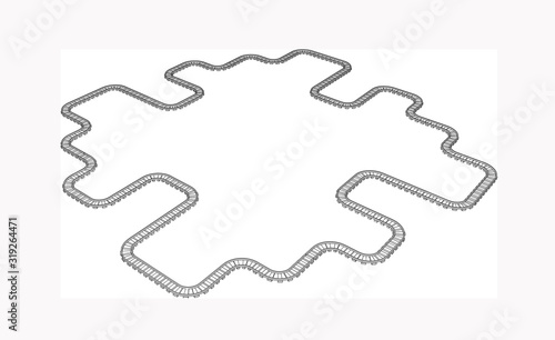Railway isometric view 3d illustration on white