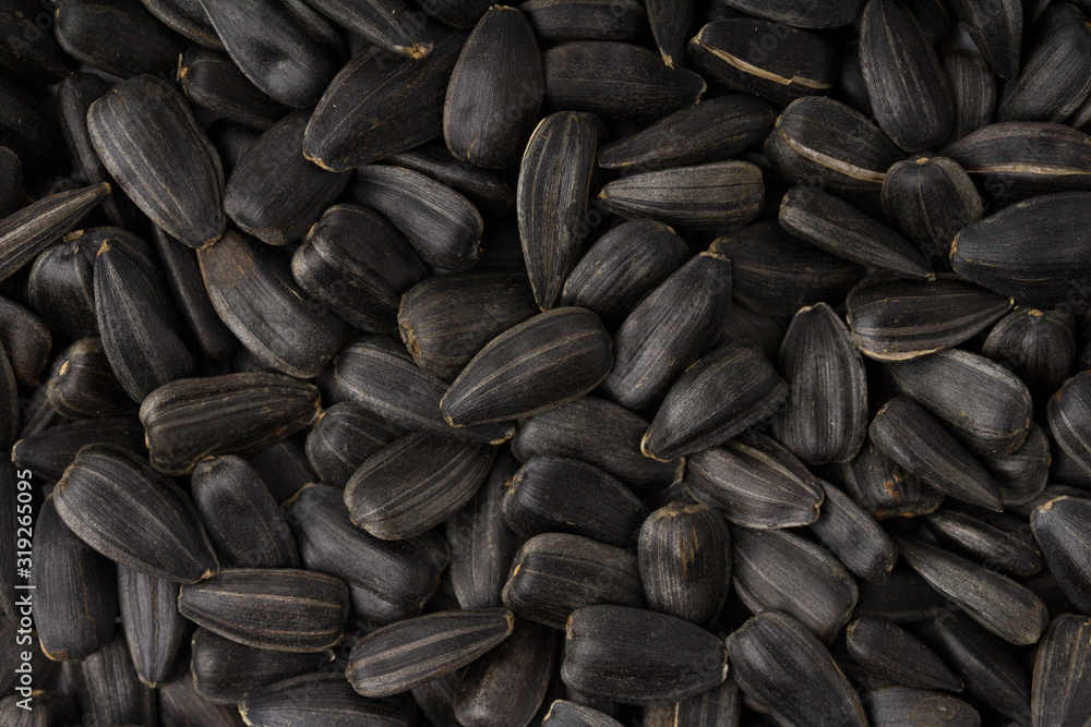 Fried black sunflower seeds. Background. Texture. Fried black sunflower seeds. Background. Texture.