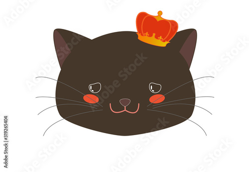 Cute Black Kitten Begging Face with Flowers