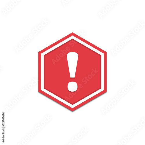 Red hexagon hazard warning sign with exclamation mark