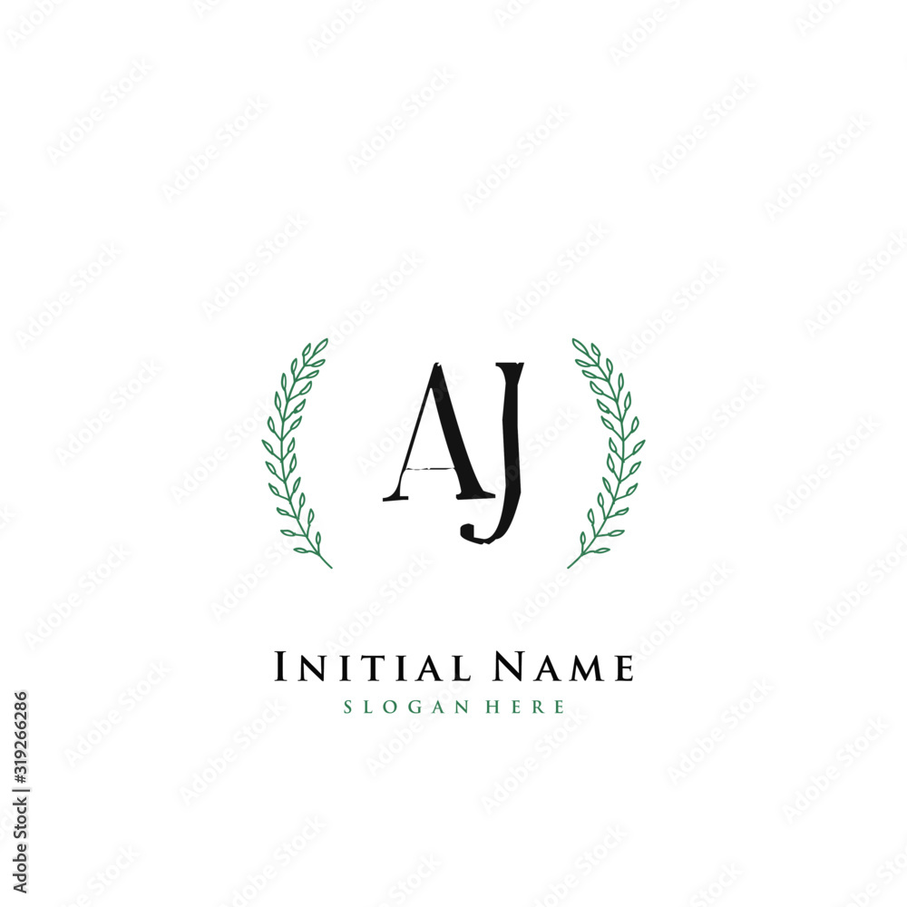 AJ Initial handwriting logo vector AJ Initial handwriting logo vector