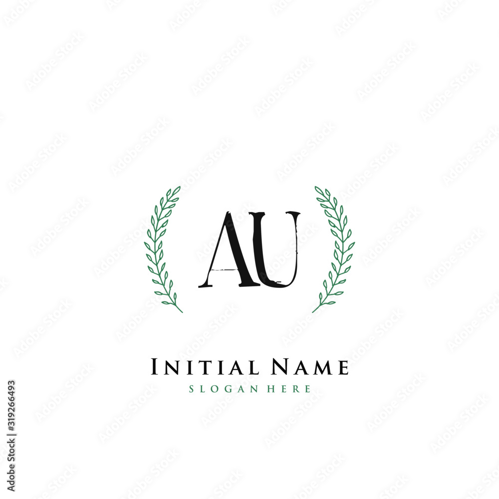 AU Initial handwriting logo vector AU Initial handwriting logo vector