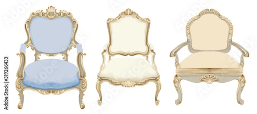 Baroque style chairs with elegant decor