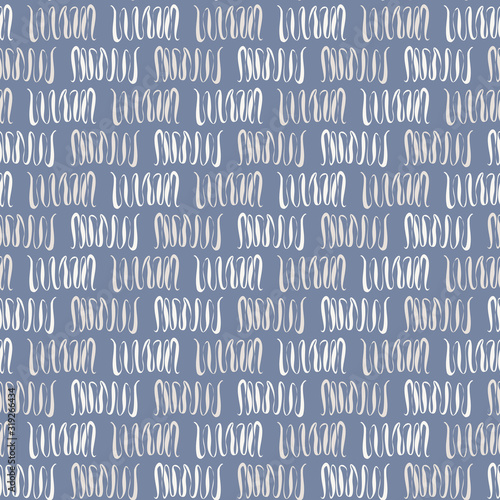 Hand drawn whimsicalwavy scribble stripe seamless pattern. Vector painterly textured organic marks and striped background. Playful abstract geometric sketchy repeat all over print.