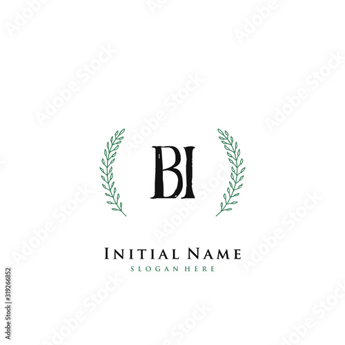BI Initial handwriting logo vector	