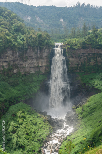 Waterfall nature landscape. Famous tourist attractions and landmarks destination in Icelandic nature landscape. Salto de Tequendama. Colombia