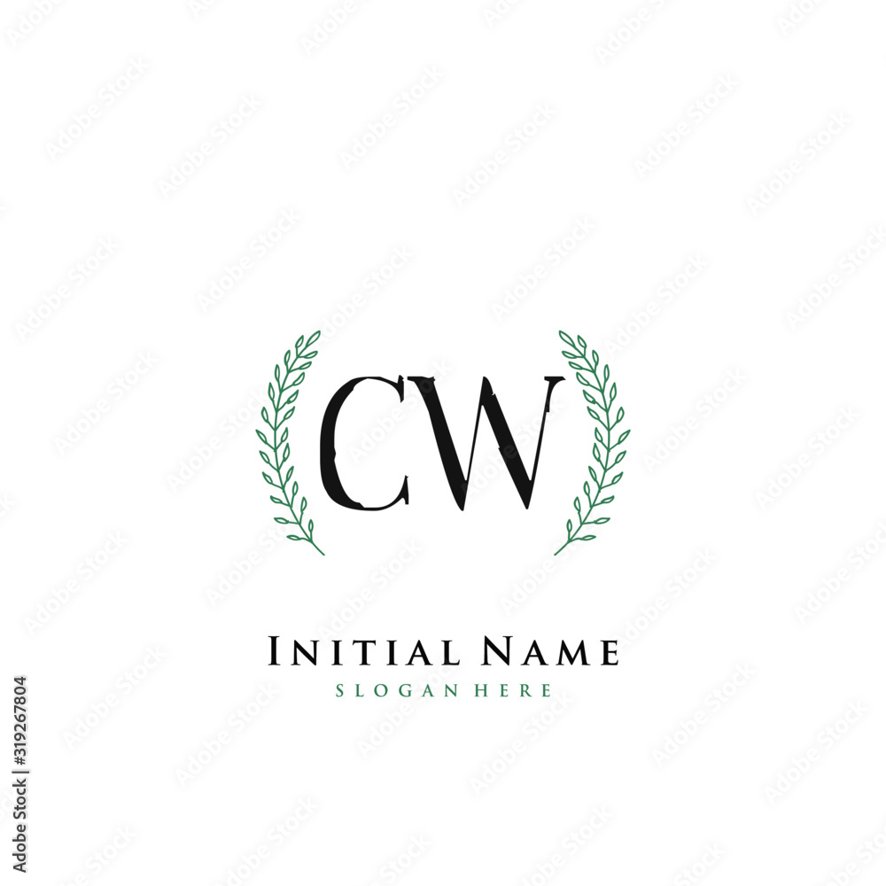 CW Initial handwriting logo vector CW Initial handwriting logo vector