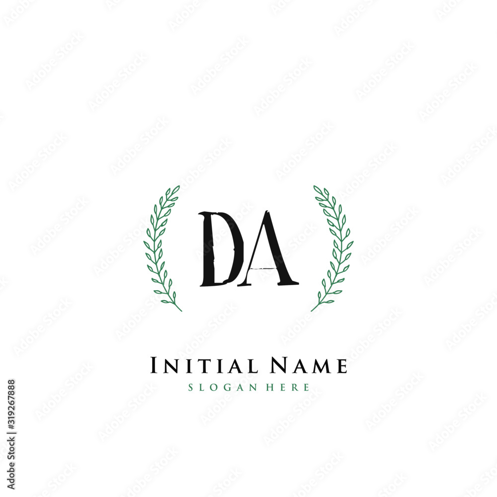 DA Initial handwriting logo vector DA Initial handwriting logo vector