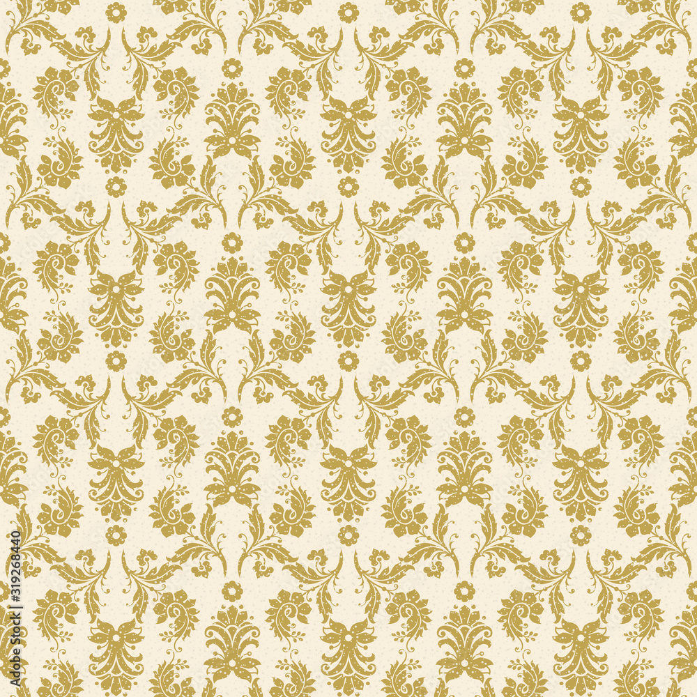 seamless vector  gold damask pattern