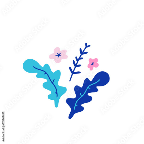 Arugula leaves and herbs, garden greenery leaves, arugula salad ingredient for cooking, isolated vector illustration, decorative arrangement of garden herbs, modern botany illustration, fresh salad